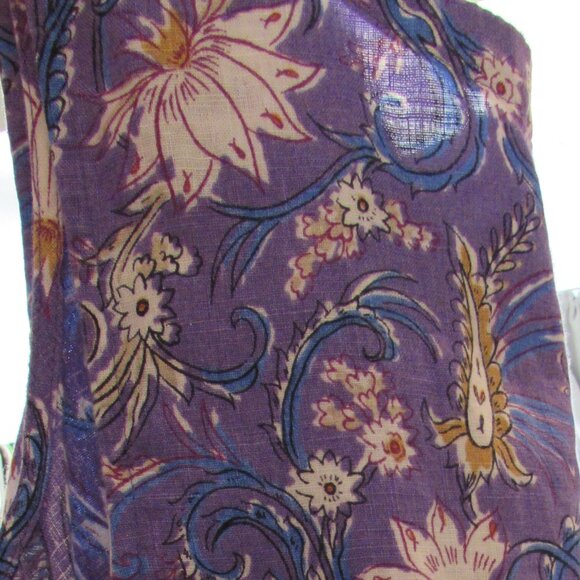 J Jill Linen Purple Floral Shift Dress Pockets Midi Large - Picture 9 of 16